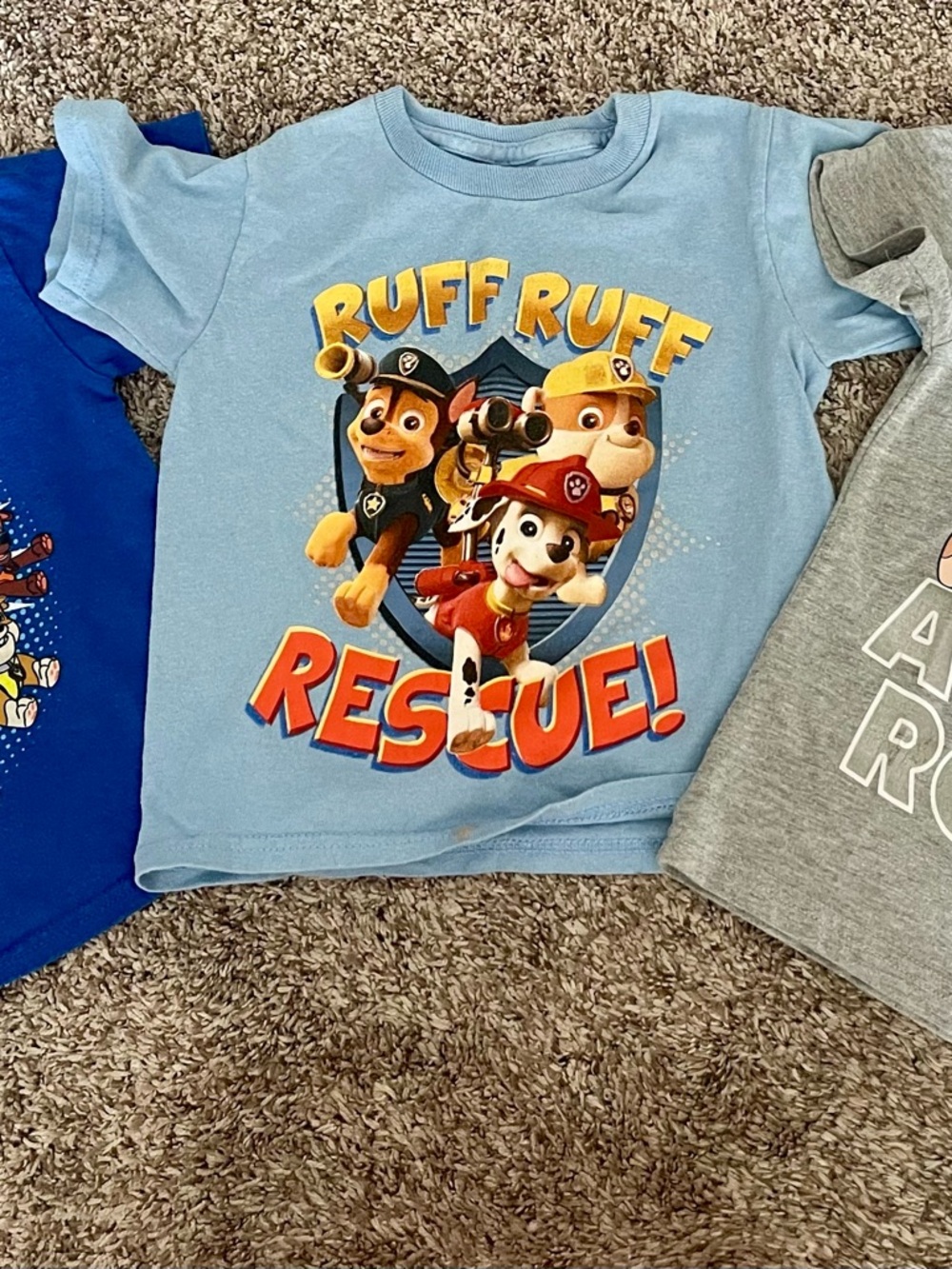 Paw Patrol T-shirts two 3T runs small and gray 4T